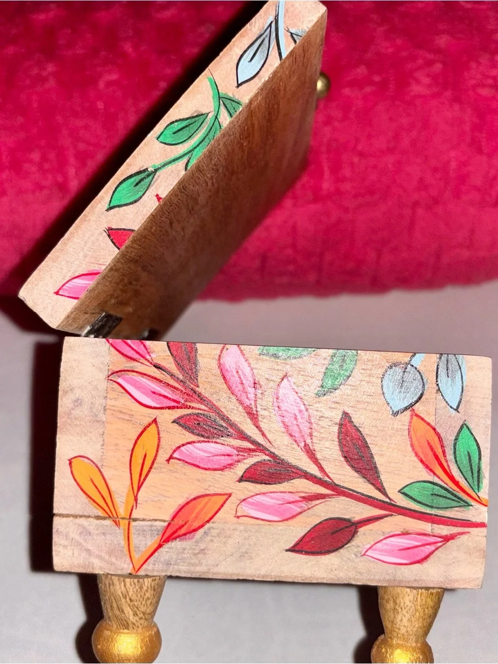 Hand-Painted Floral Wooden Keepsake Box | Decorative Trinket & Jewelry Storage